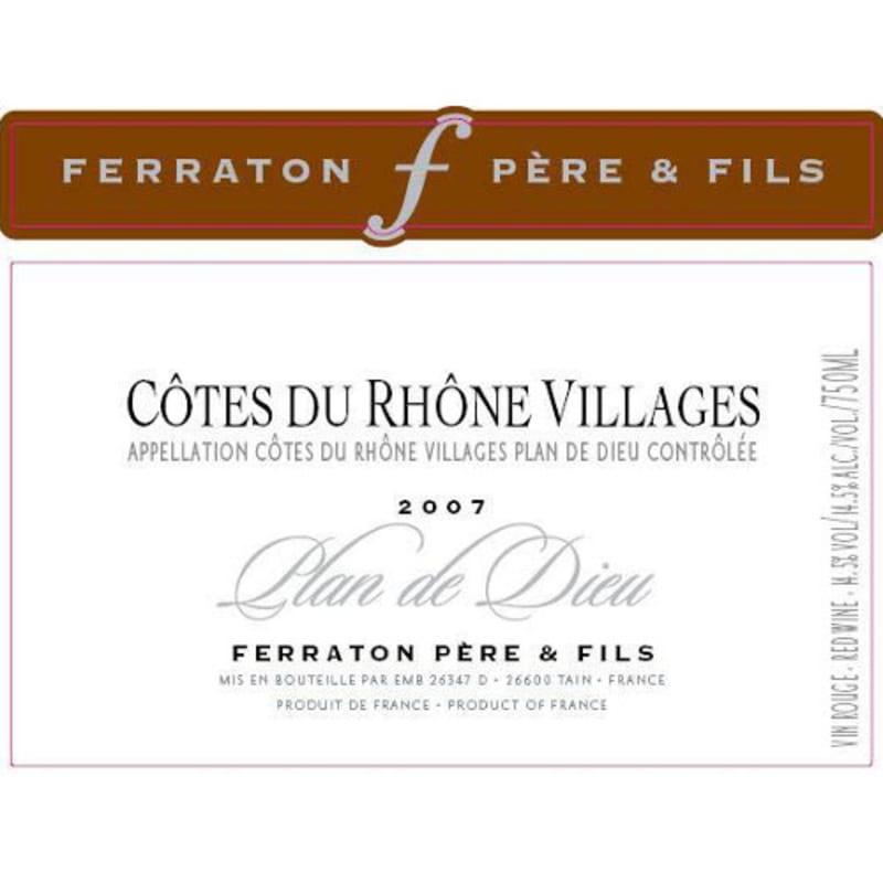 Ferraton Pere & Fils Plan de Dieu Cotes du Rhone Villages 2007 Front Label