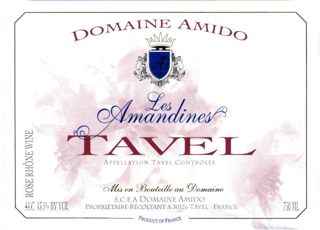 Domaine Amido Tavel Les Amandines 2012 Front Label