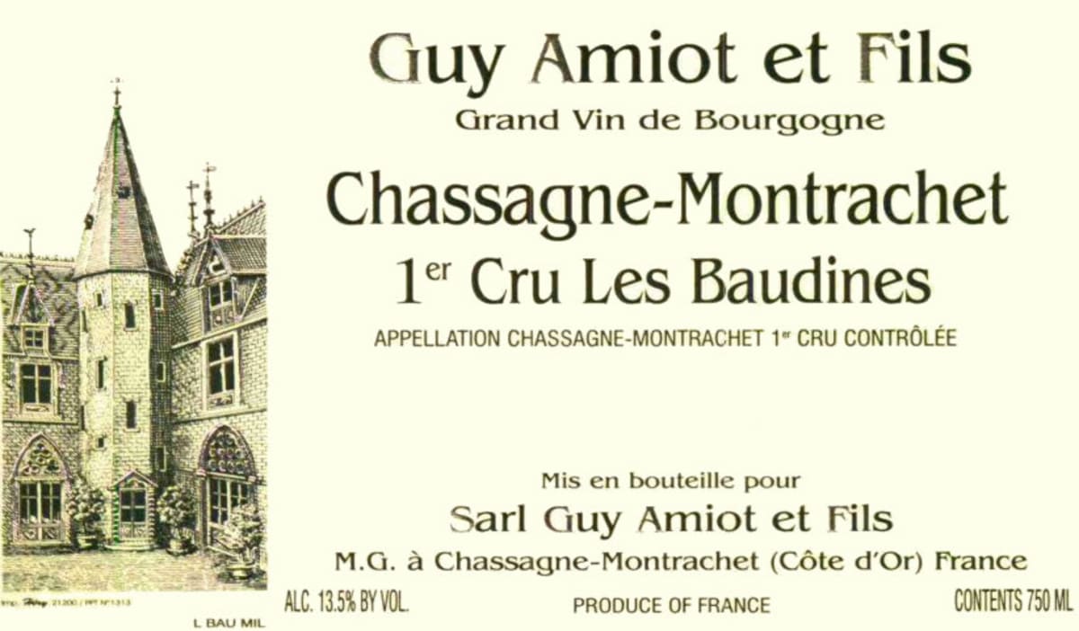 Guy Amiot Chassagne-Montrachet Premier CruLes Baudines 2014 Front Label