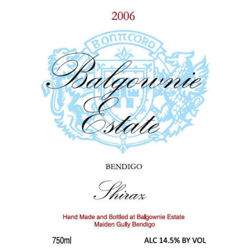 Balgownie Shiraz 2006 Front Label