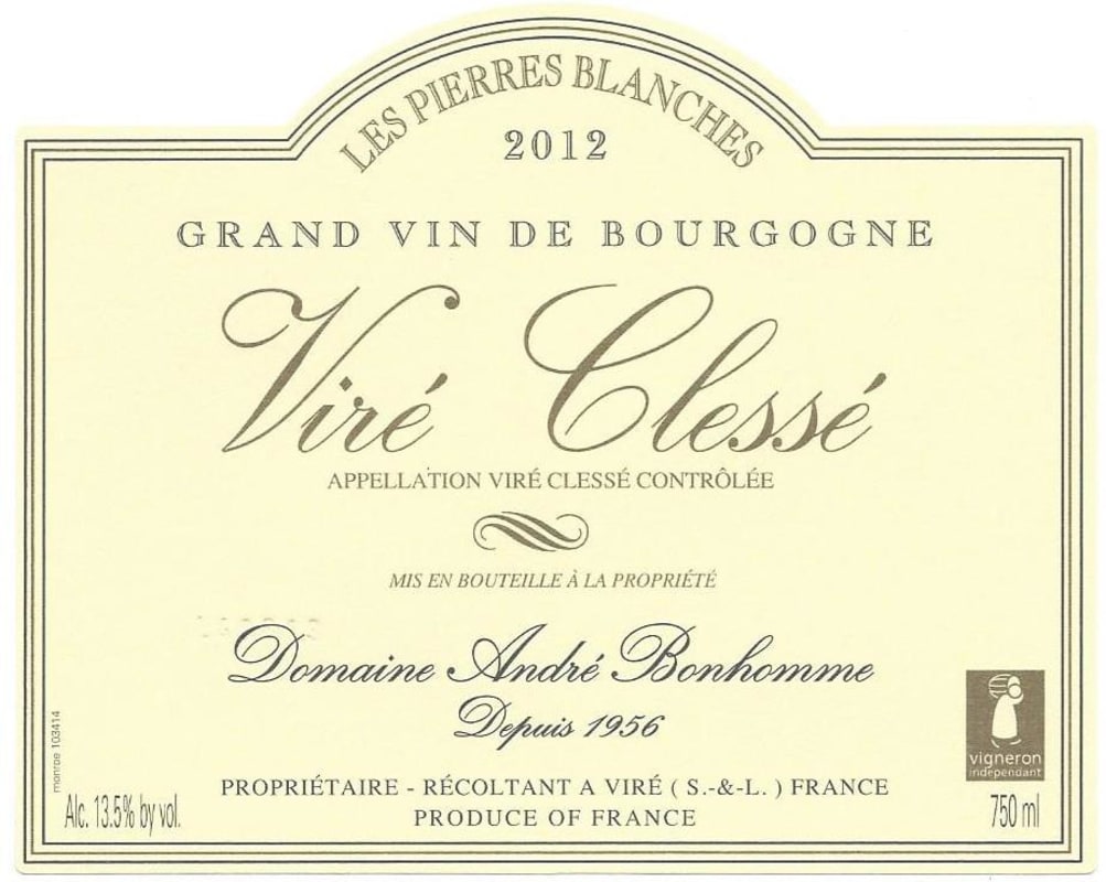 Andre Bonhomme Vire-Clesse Vieilles Vignes 2012 Front Label