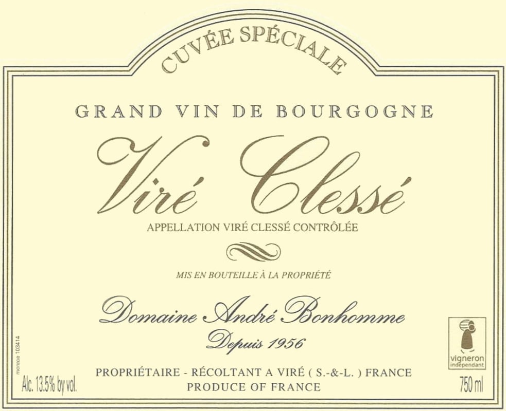 Andre Bonhomme Vire-Clesse 2013 Front Label