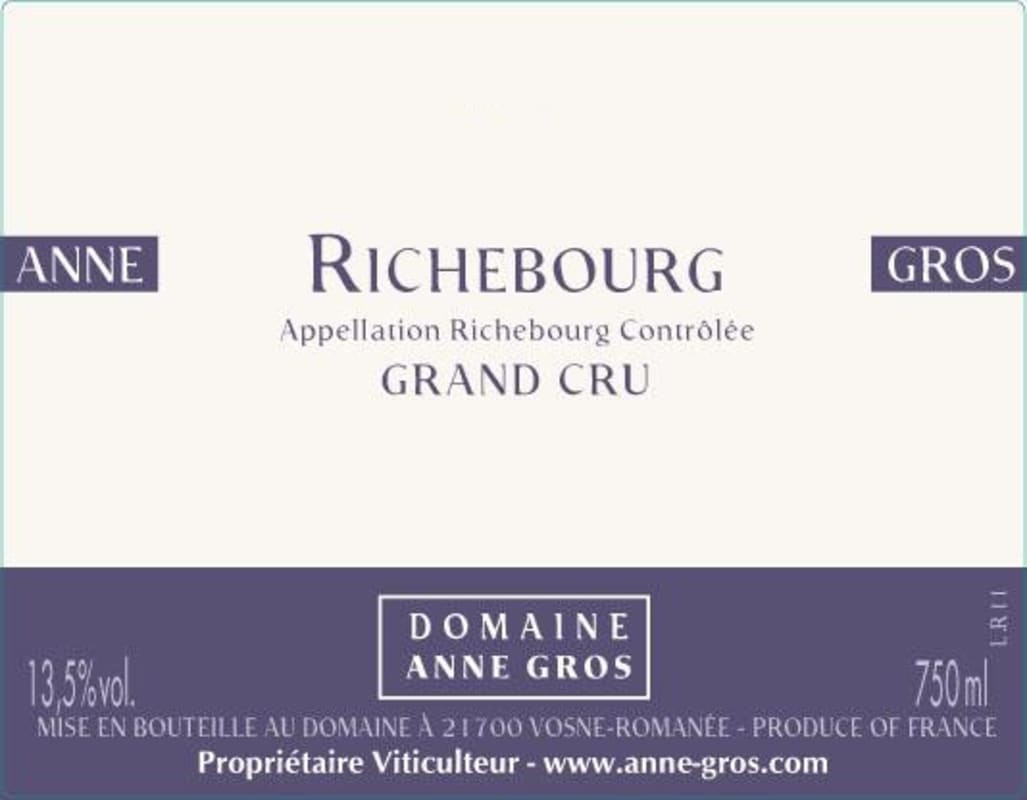 Domaine Anne Gros Richebourg Grand Cru 2012 Front Label
