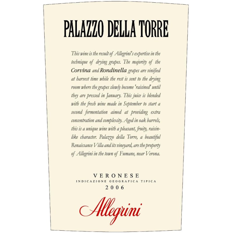 Allegrini Palazzo della Torre 2006 Front Label