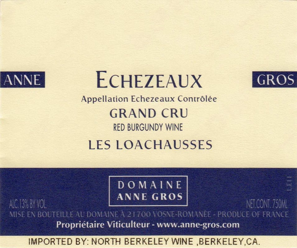 Domaine Anne Gros Echezeaux Les Loachausses Grand Cru 2012 Front Label