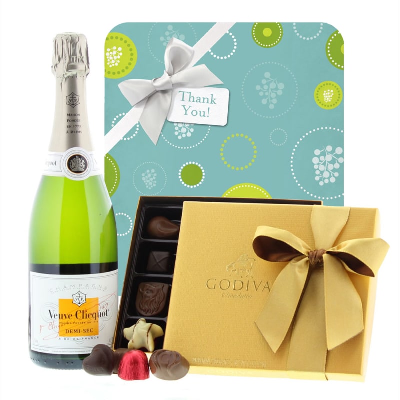 Veuve Clicquot Demi-Sec & 19-pc Godiva Chocolates Thank You Gift Set Gift Product Image