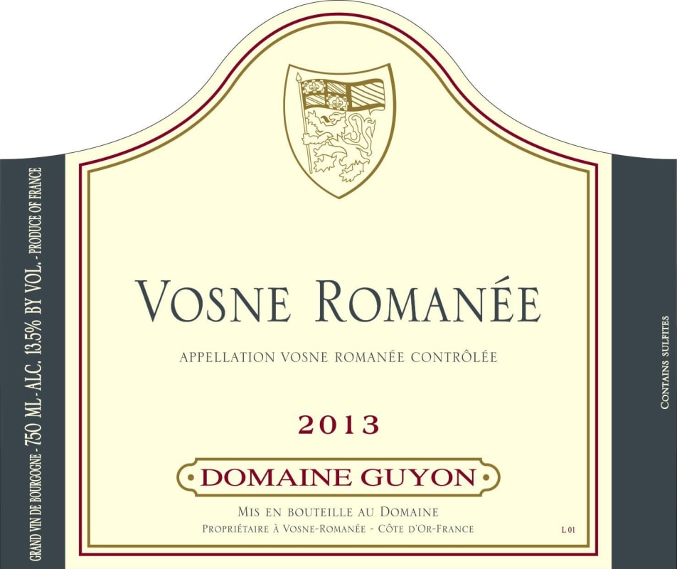 Domaine Antonin Guyon Vosne Romanee 2013 Front Label