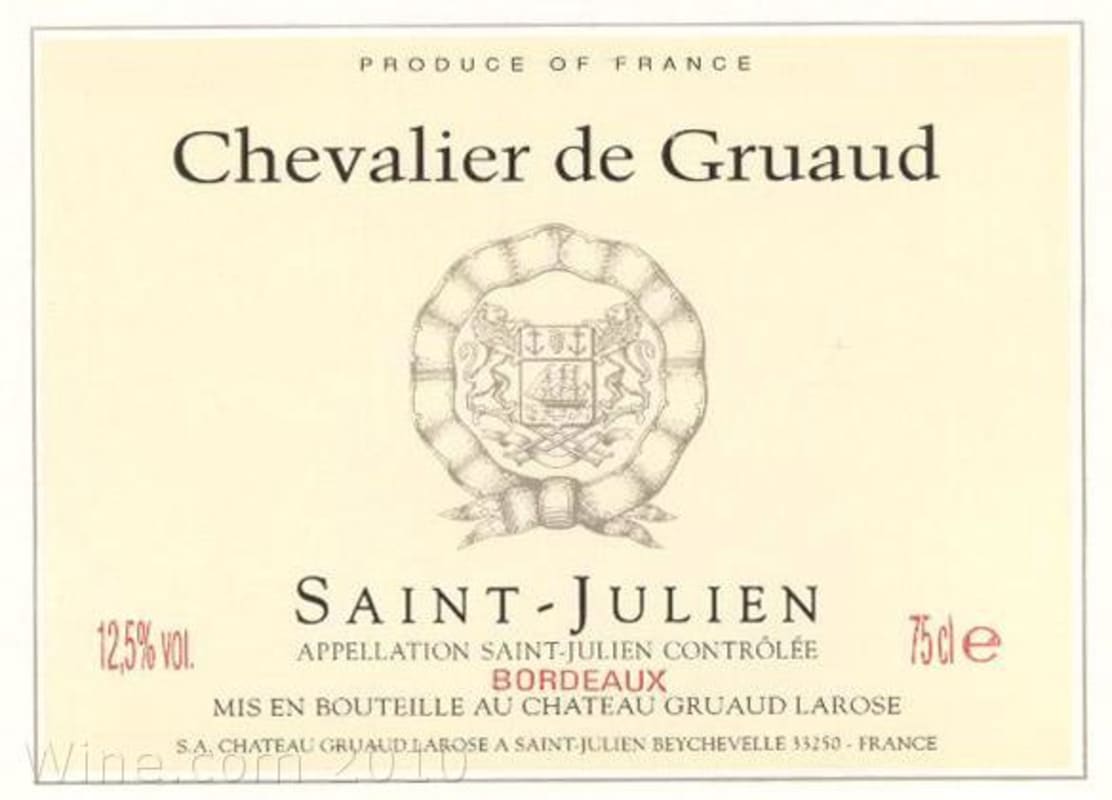 Chevalier de Gruaud St. Julien 1999 Front Label