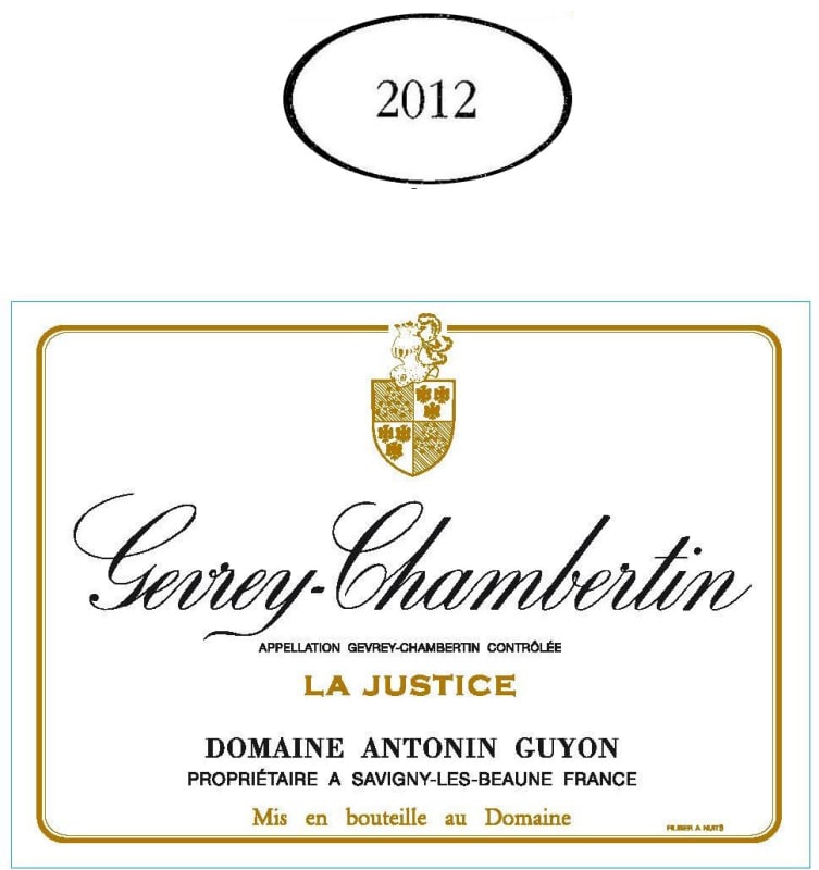 Domaine Antonin Guyon Gevrey-Chambertin La Justice 2012 Front Label