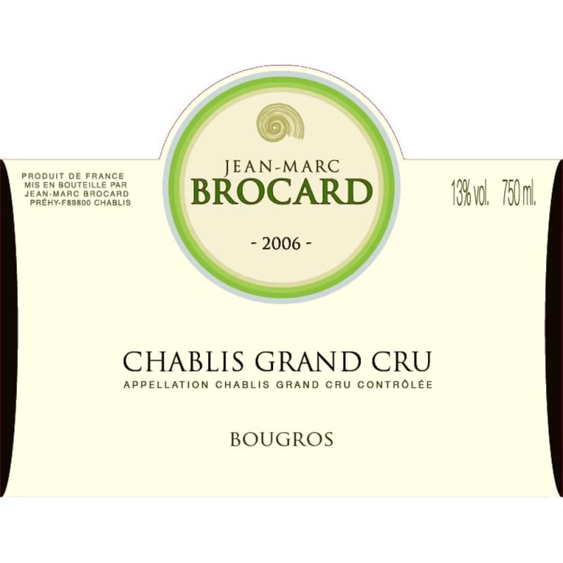 Brocard Bougros Chablis 2006 Front Label