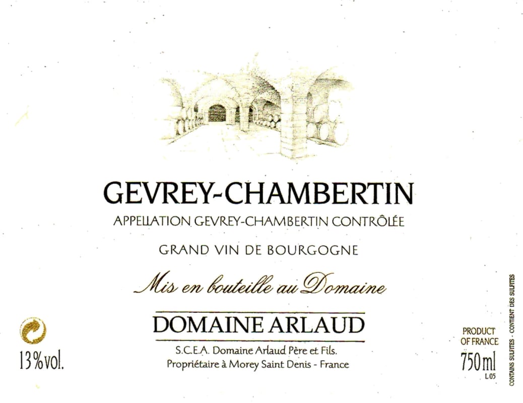 Domaine Arlaud Gevrey Chambertin 2005 Front Label