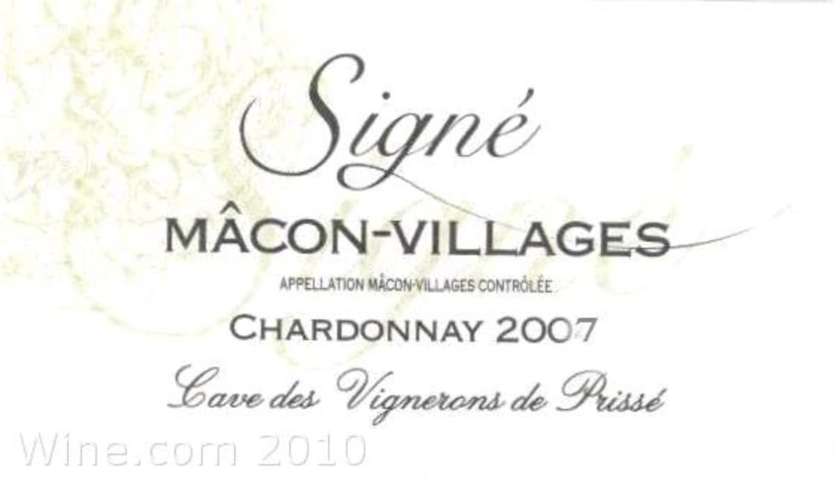 Vignerons des Terres Secretes Macon Villages Chardonnay 2007 Front Label