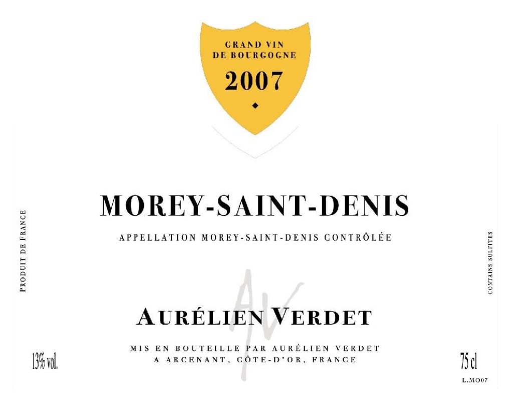 Aurelien Verdet Morey-St-Denis 2007 Front Label