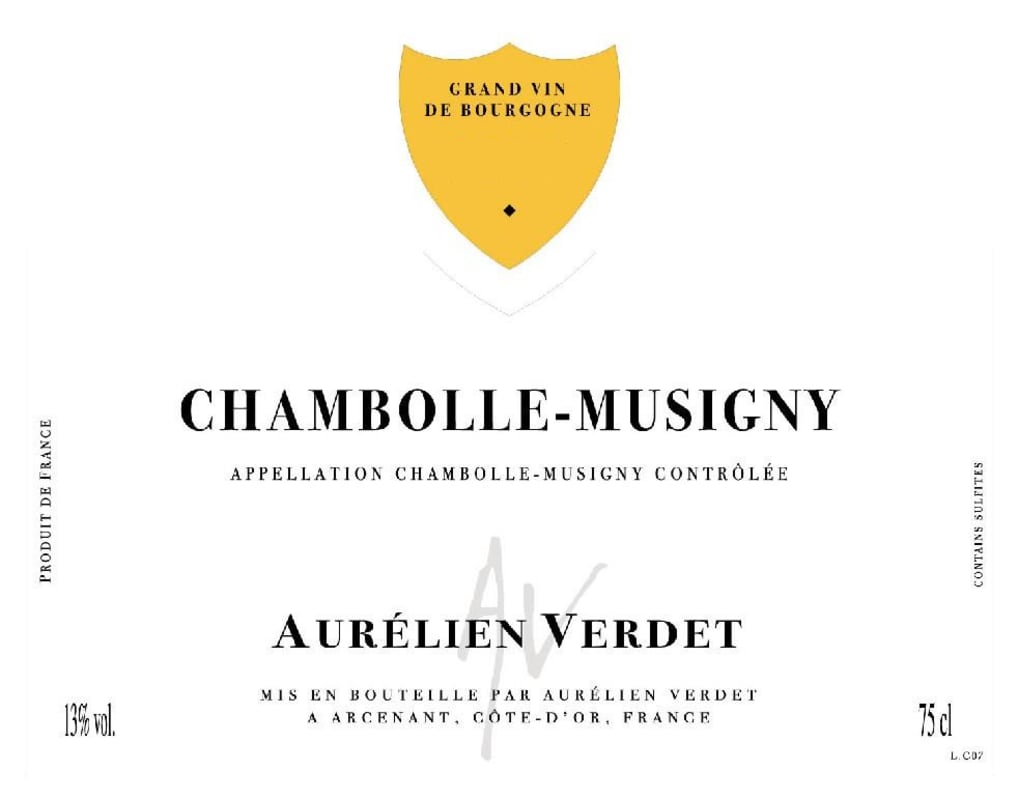 Aurelien Verdet Chambolle Musigny 2009 Front Label