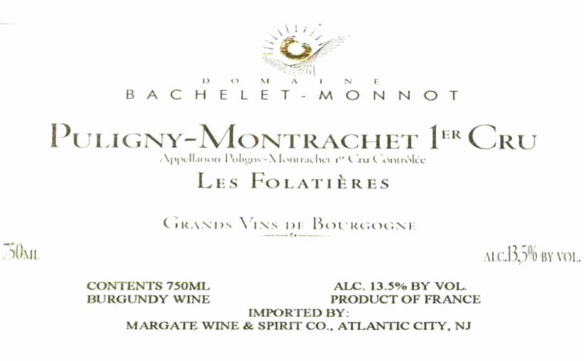 Domaine Bachelet-Monnot Puligny-Montrachet Les Folatieres Premier Cru 2010 Front Label
