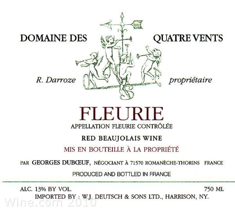 Duboeuf Fleurie Domaine des Quatre Vents 2008 Front Label