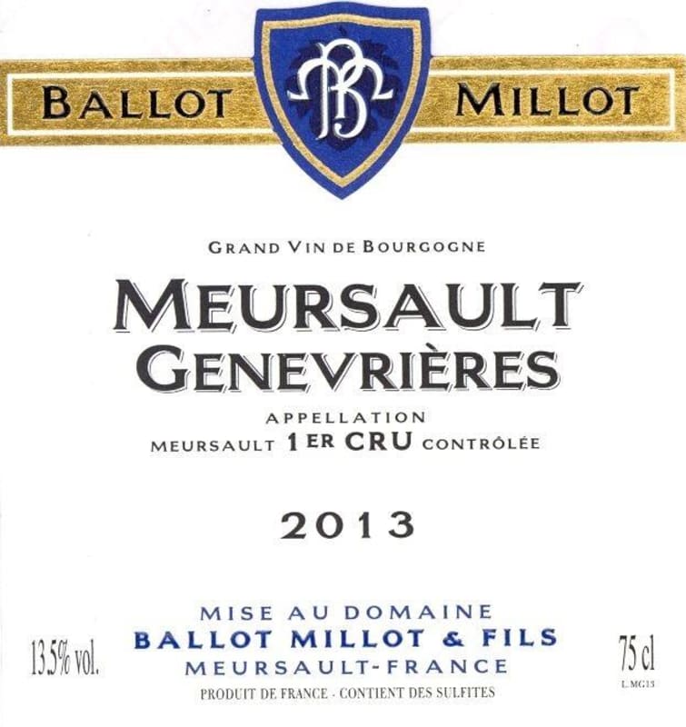 Ballot-Millot Meursault Genevrieres 2013 Front Label