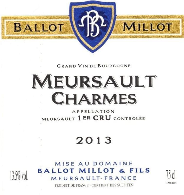 Ballot-Millot Meursault Charmes 2013 Front Label