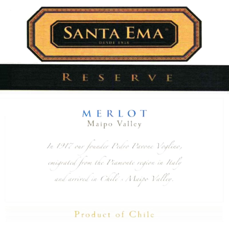 Santa Ema Reserva Merlot 2007 Front Label