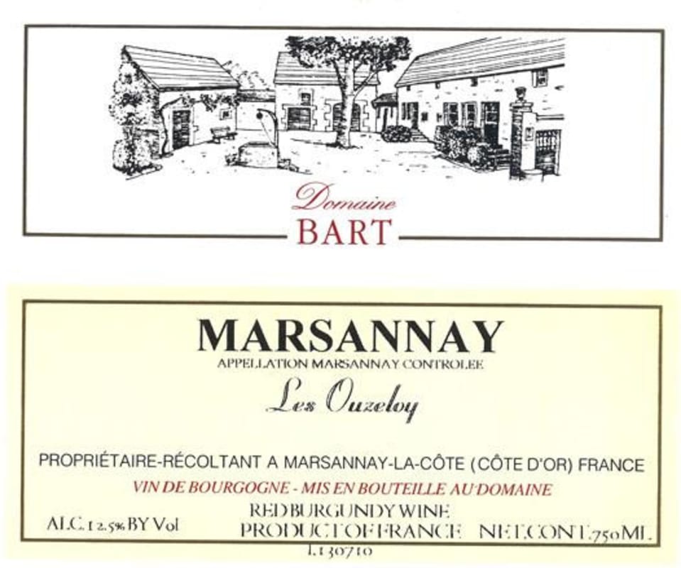 Andre Bart Marsannay Les Ouzeloy 2014 Front Label