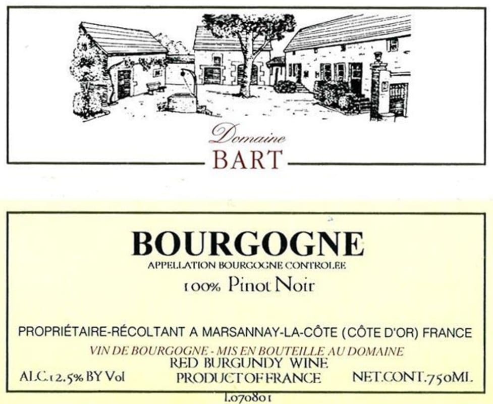 Andre Bart Bourgogne Pinot Noir 2013 Front Label