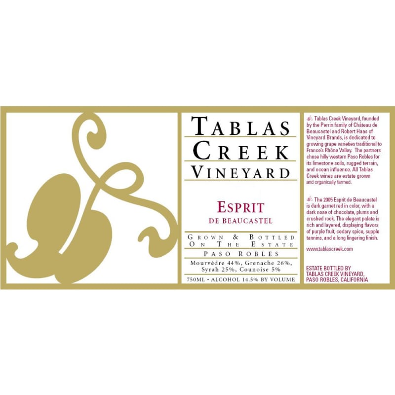Tablas Creek Esprit de Beaucastel Rouge (375ML half-bottle) 2007 Front Label