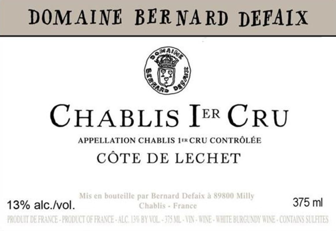 Bernard Defaix Cotes de Lechet Chablis Premier Cru 2013 Front Label