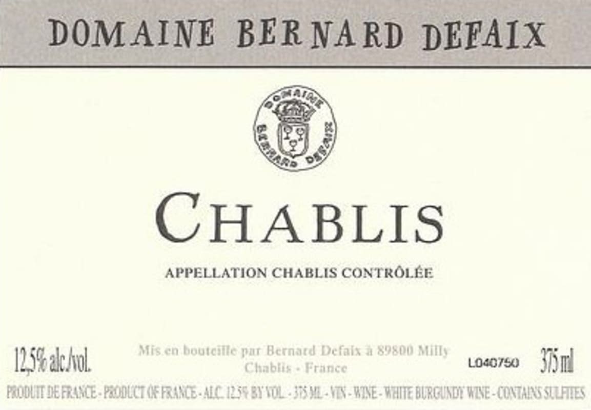 Bernard Defaix Chablis 2011 Front Label