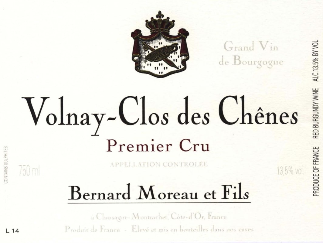 Domaine Bernard Moreau Volnay-Clos des Chenes Premier Cru 2011 Front Label