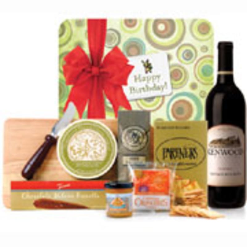 Happy Birthday with Wine & Cheese Board Gift Set Gift Product Image