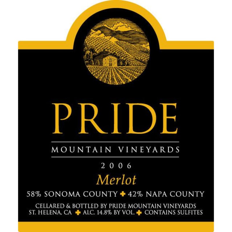 Pride Mountain Vineyards Merlot 2006 Front Label
