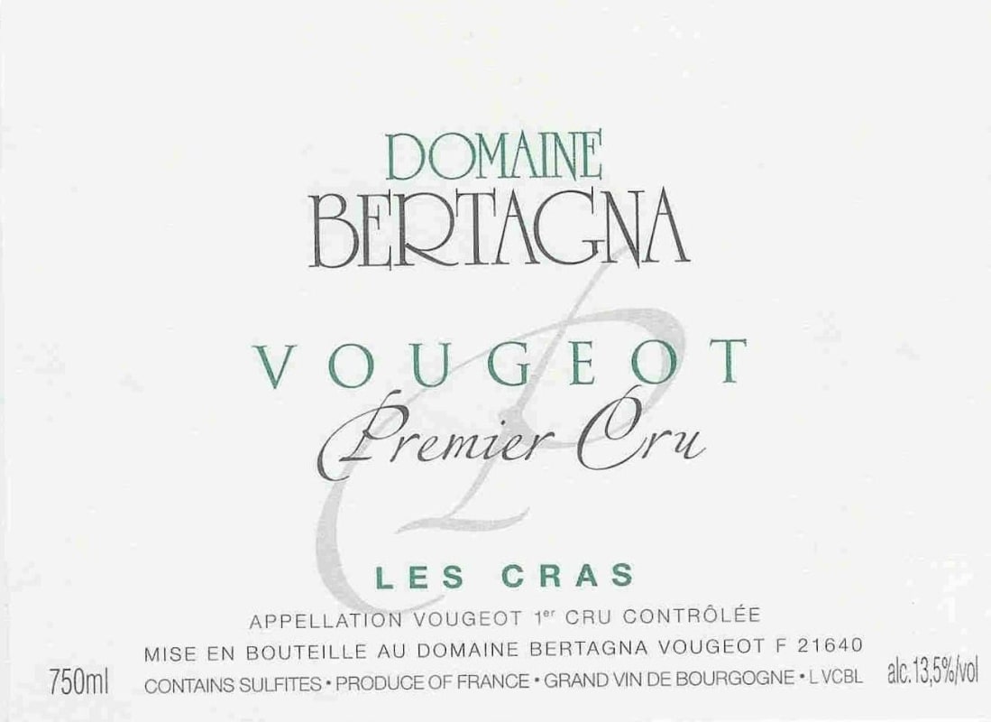 Domaine Bertagna Vougeot Premier Cru Les Cras 1999 Front Label