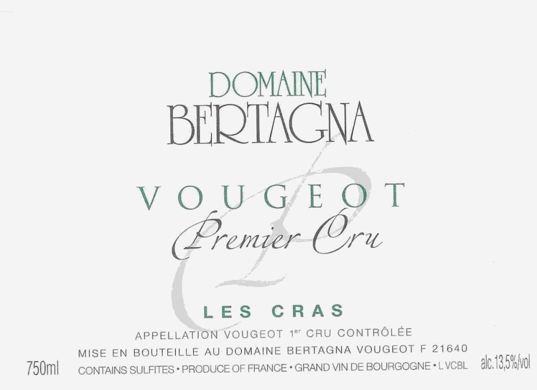 Domaine Bertagna Vougeot Premier Cru Les Cras 2006 Front Label