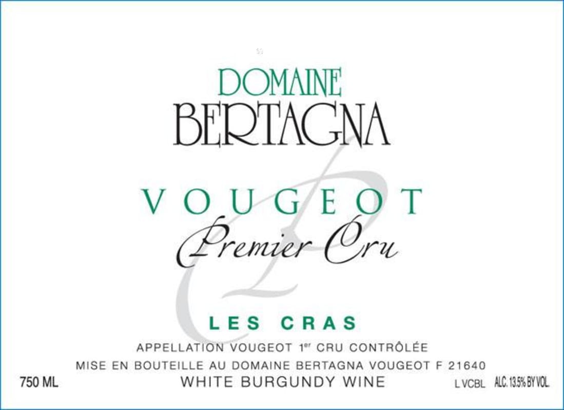 Domaine Bertagna Vougeot Premier Cru Les Cras 2009 Front Label
