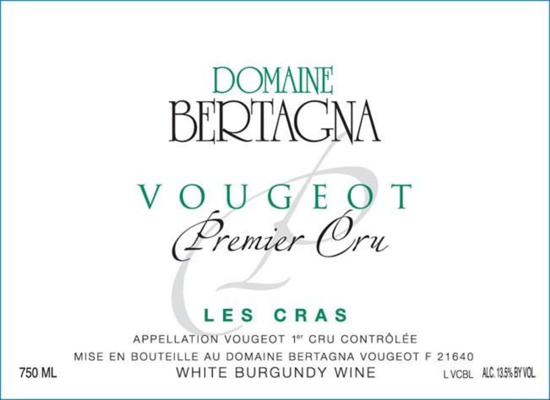 Domaine Bertagna Vougeot Premier Cru Les Cras 2013 Front Label