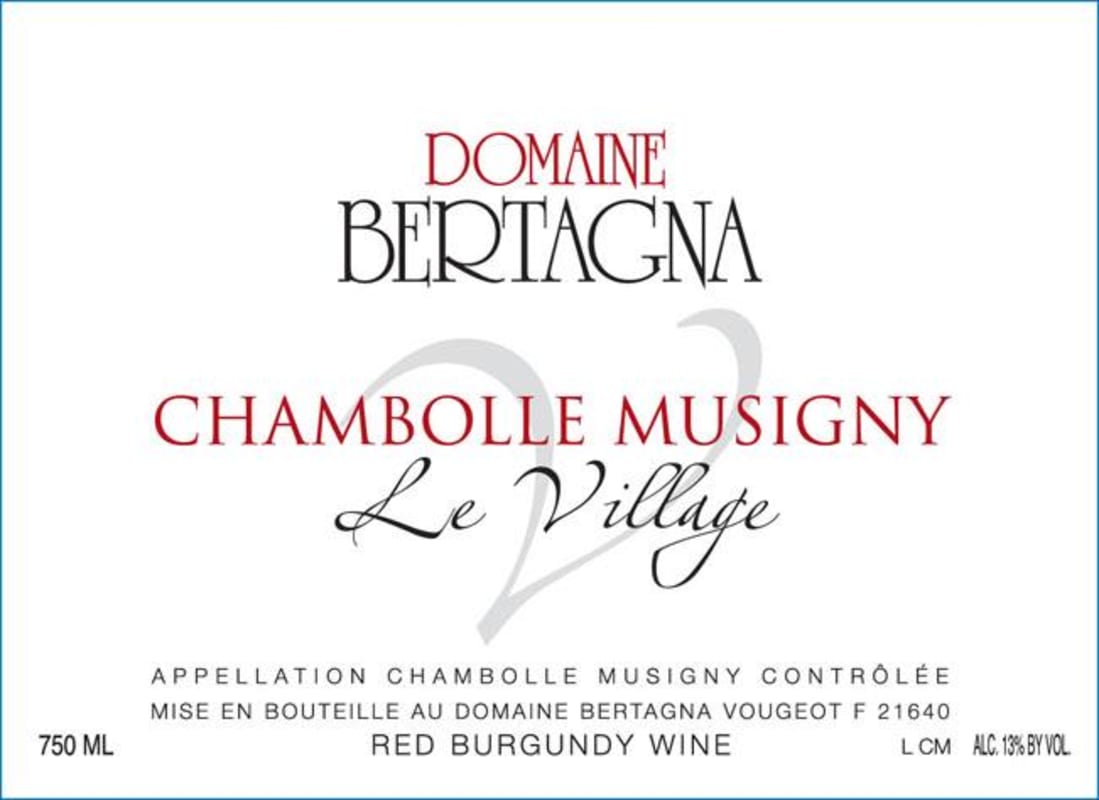 Domaine Bertagna Chambolle Musigny Le Village 2010 Front Label