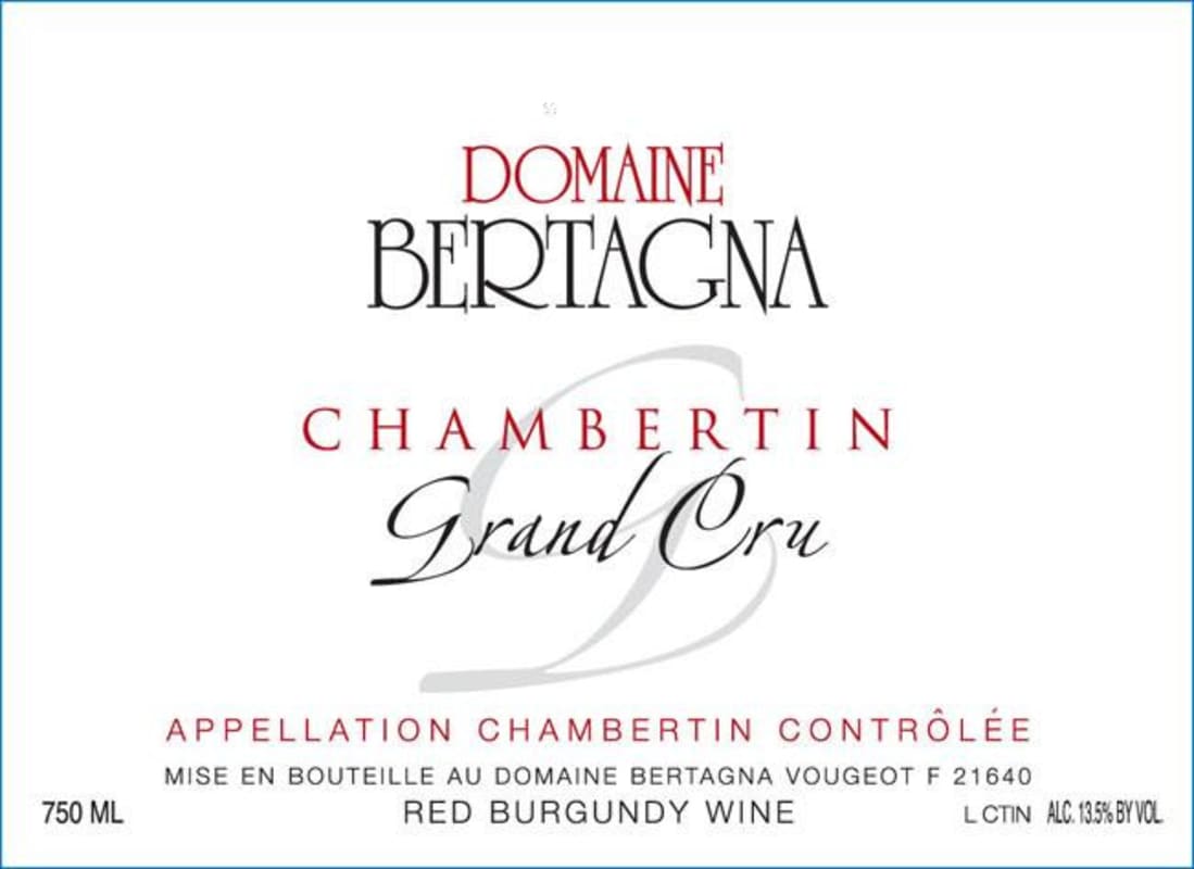 Domaine Bertagna Chambertin Grand Cru 2012 Front Label