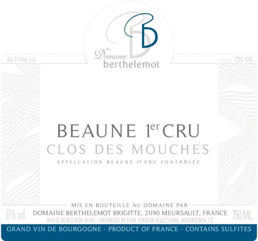 Domaine Berthelemot Beaune Premier Cru Clos des Mouches 2015 Front Label