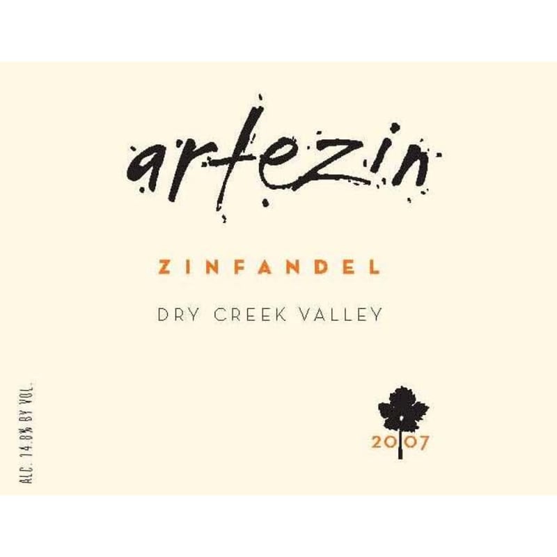 Artezin Dry Creek Zinfandel 2007 Front Label