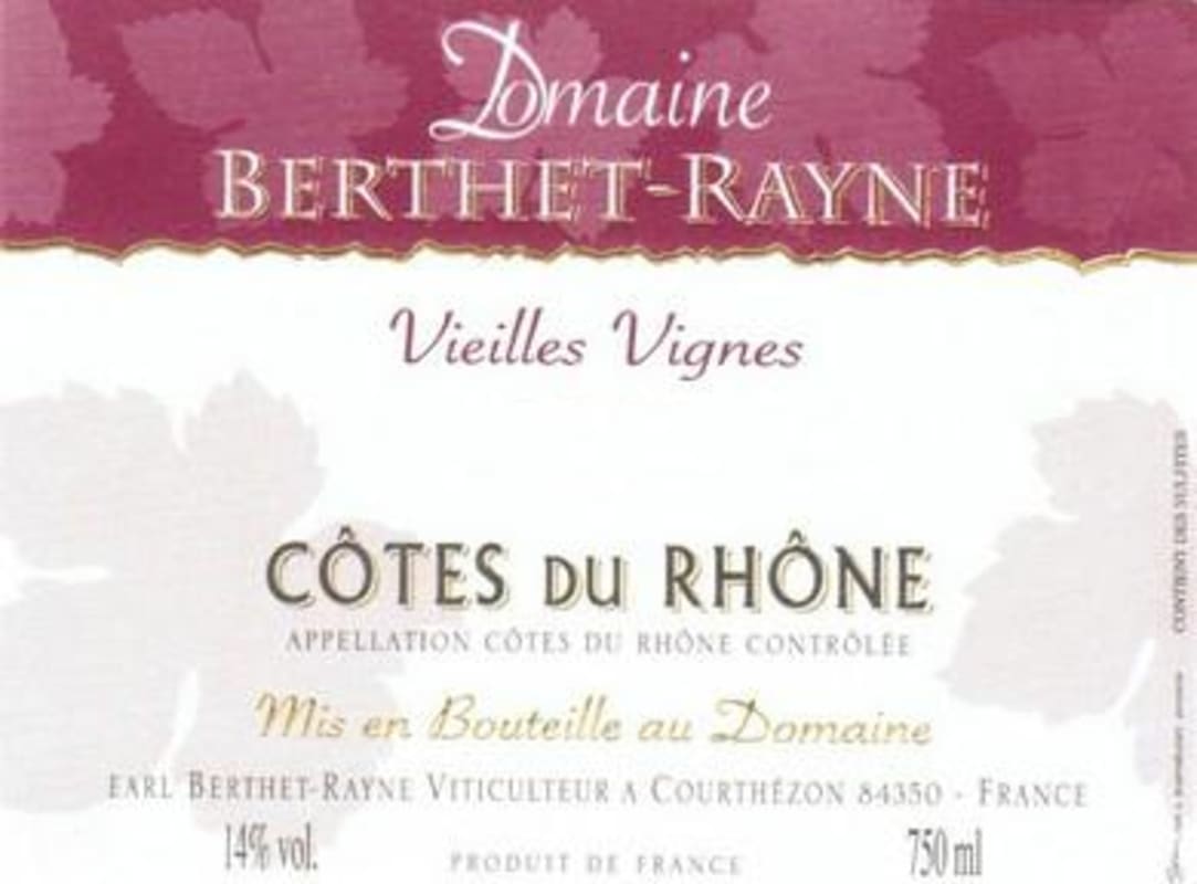 Domaine A. Berthet-Rayne Cotes du Rhones 2011 Front Label