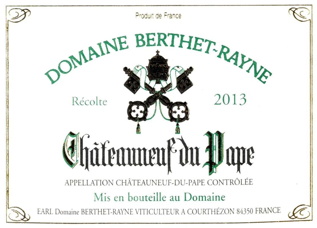 Domaine A. Berthet-Rayne Chateauneuf-du-Pape Blanc 2013 Front Label