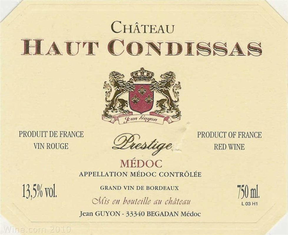 Chateau Haut Condissas 2005 Front Label