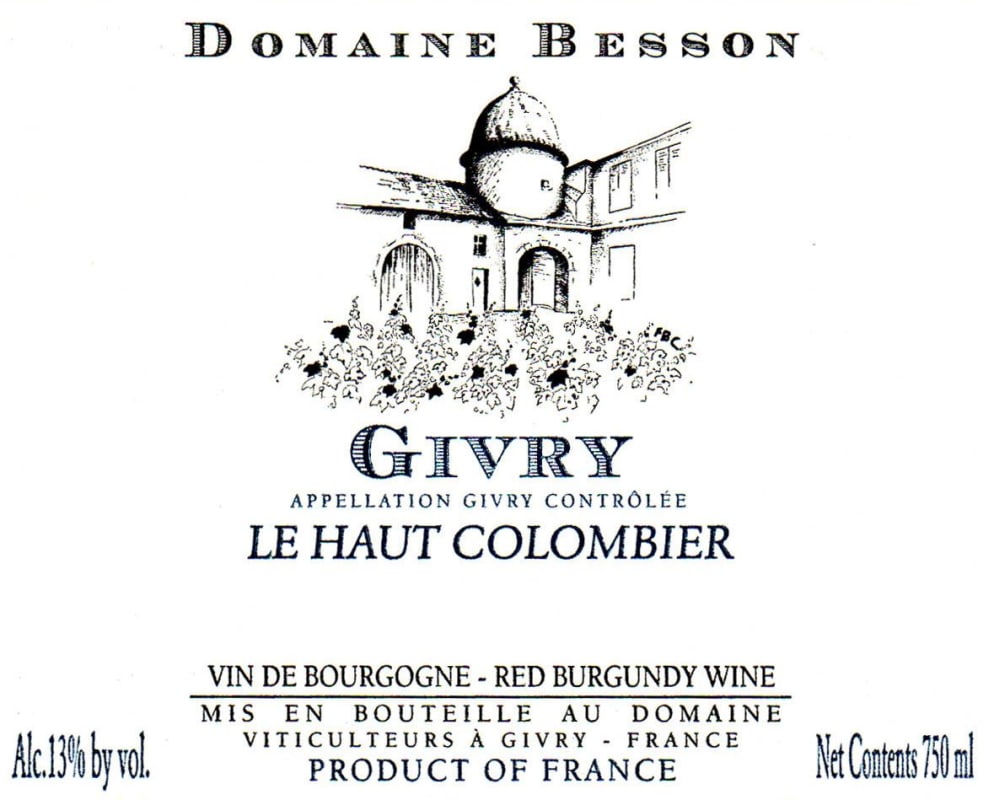 Domaine Besson Givry Le Haut Colombier 2014 Front Label