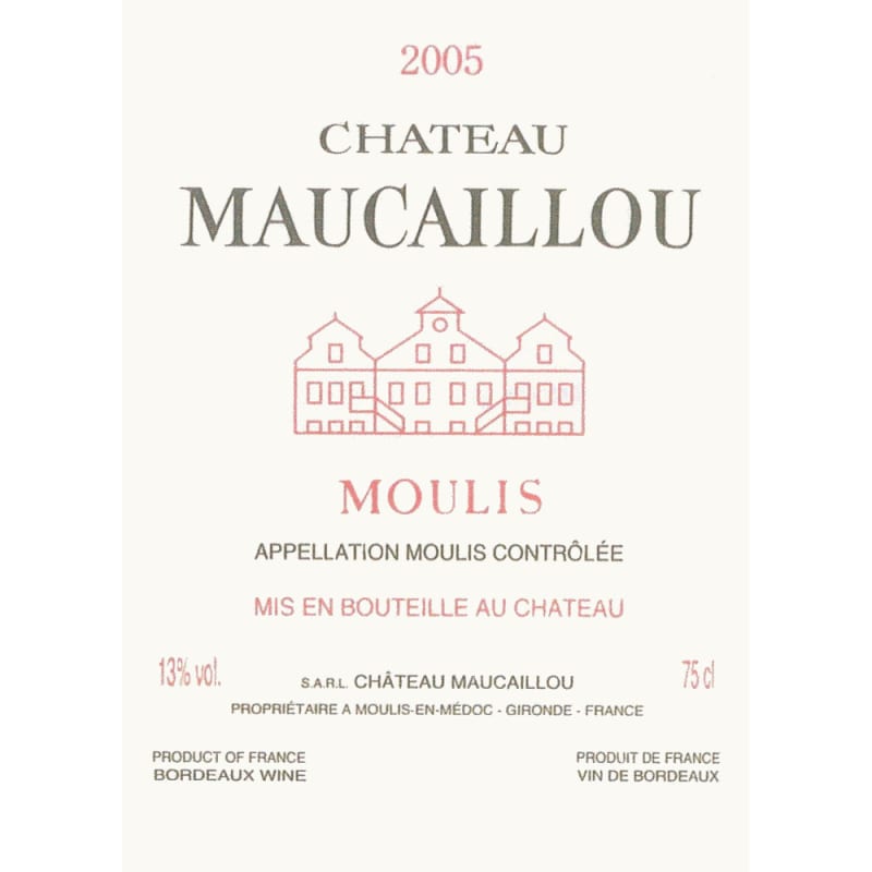 Chateau Maucaillou Moulis en Medoc 2005 Front Label