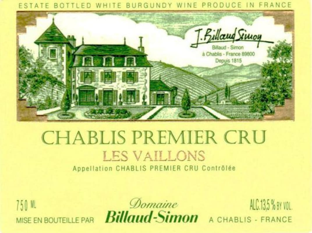 Billaud-Simon Chablis Les Vaillons Premier Cru 2013 Front Label