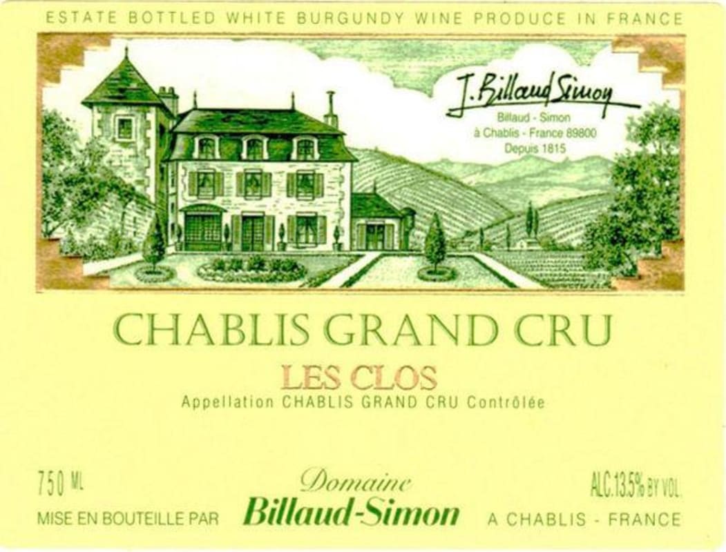 Billaud-Simon Chablis Les Clos Grand Cru 2012 Front Label