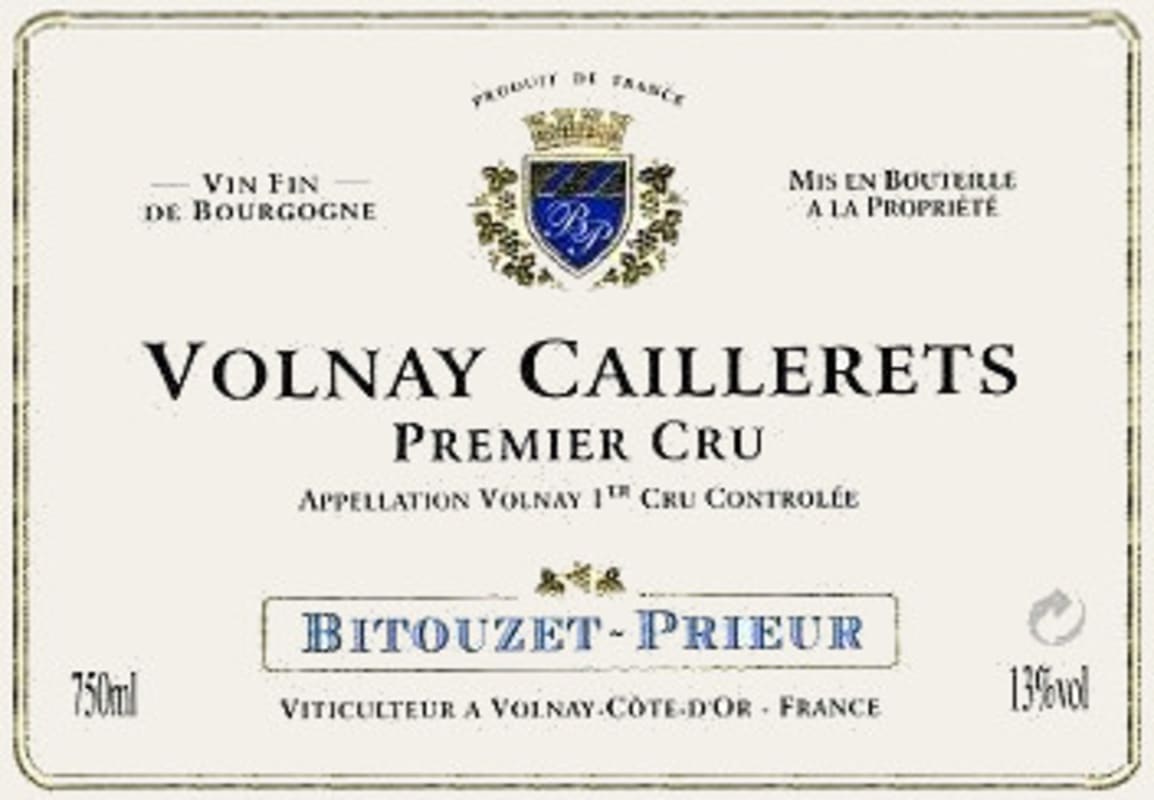 Domaine Bitouzet-Prieur Volnay Caillerets Premier Cru 2013 Front Label