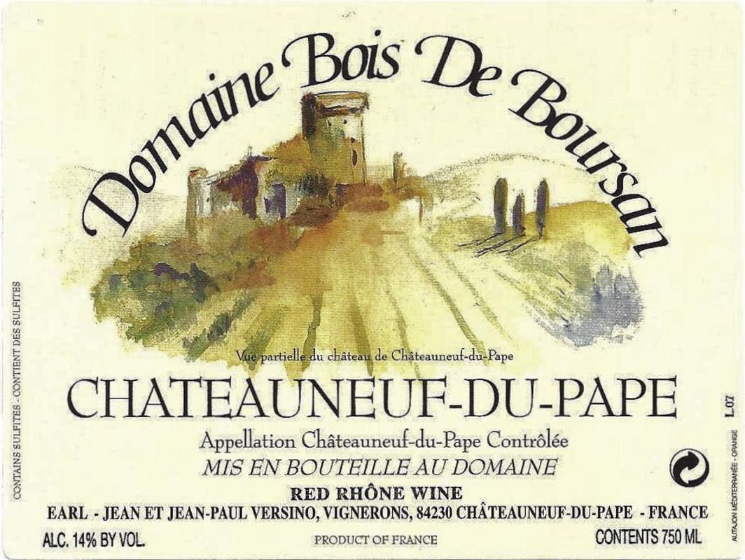 Domaine Bois de Boursan Chateauneuf-du-Pape 2010 Front Label