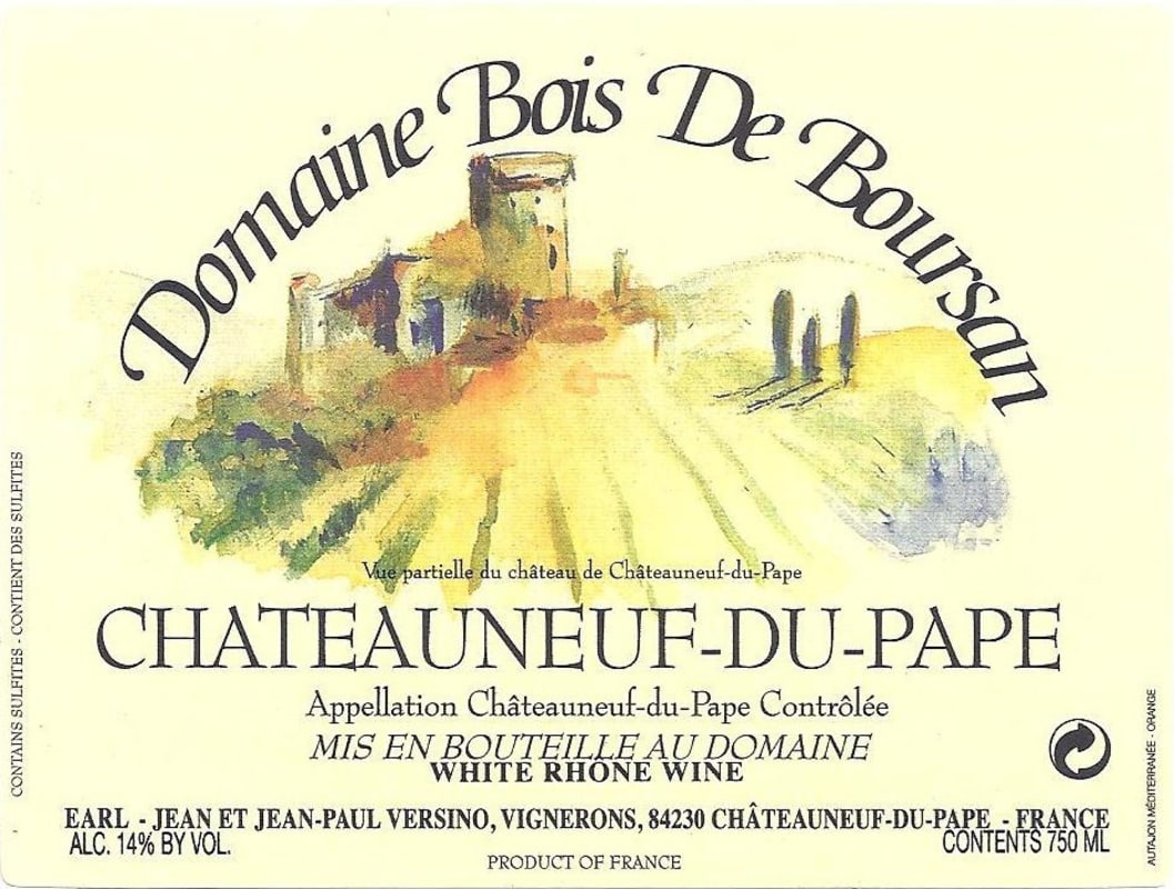 Domaine Bois de Boursan Chateauneuf-du-Pape Blanc 2012 Front Label
