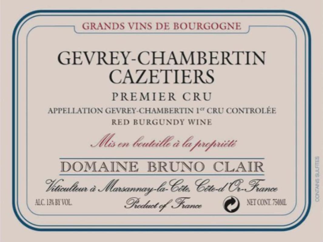 Bruno Clair Gevrey-Chambertin Les Cazetiers Premier Cru 2011
